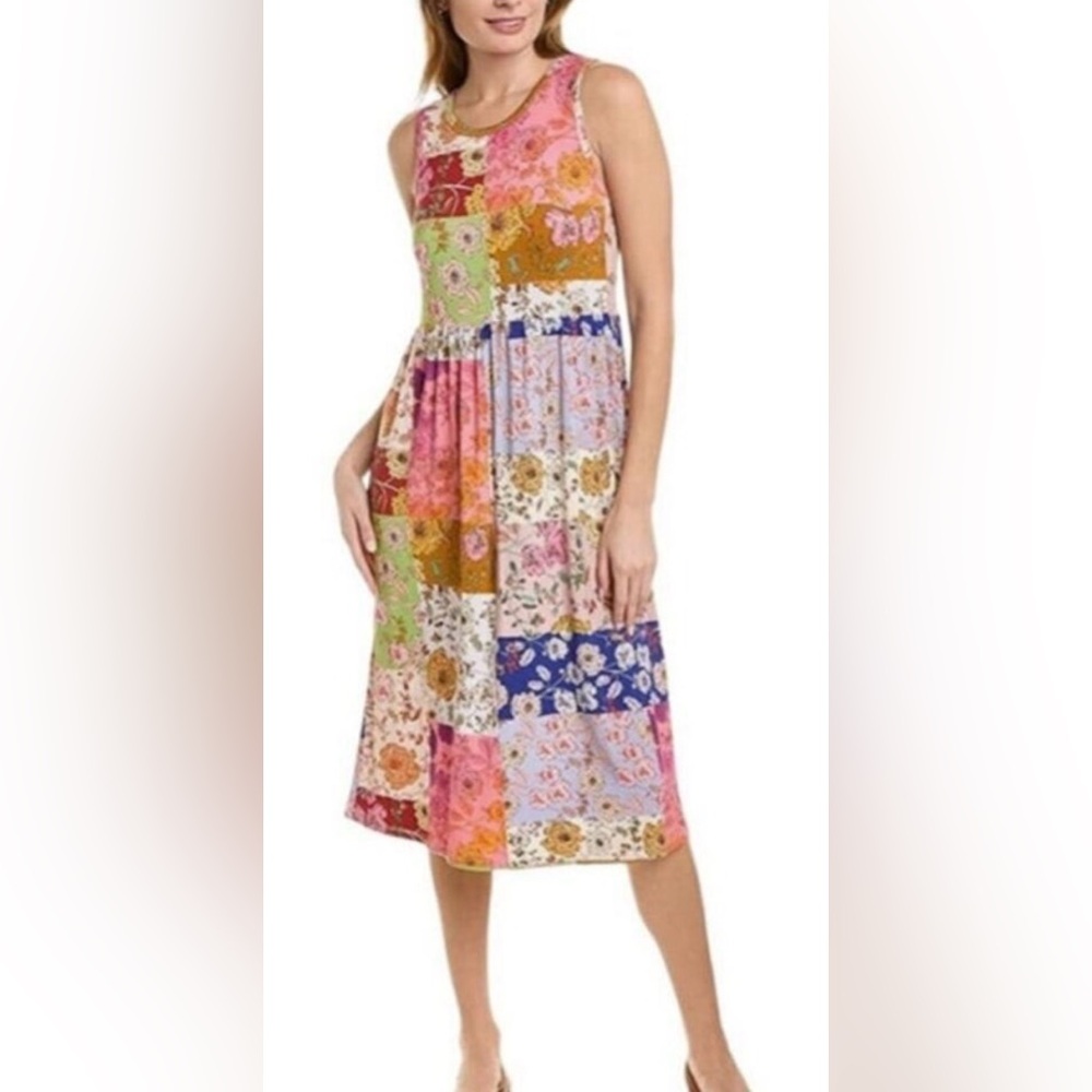 Johnny Was Cosmo Easy Fit Tea Length Patchwork Dress XS - Like New